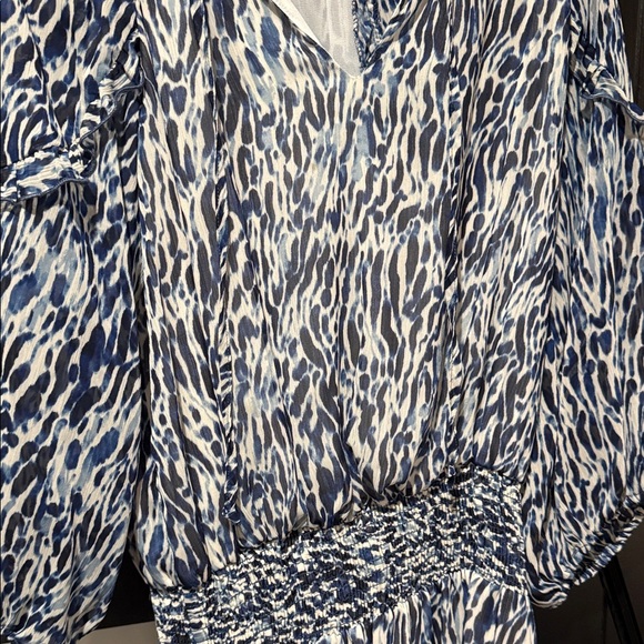 Veronica M Blue and White Long Sleeve Dress - Picture 3 of 4